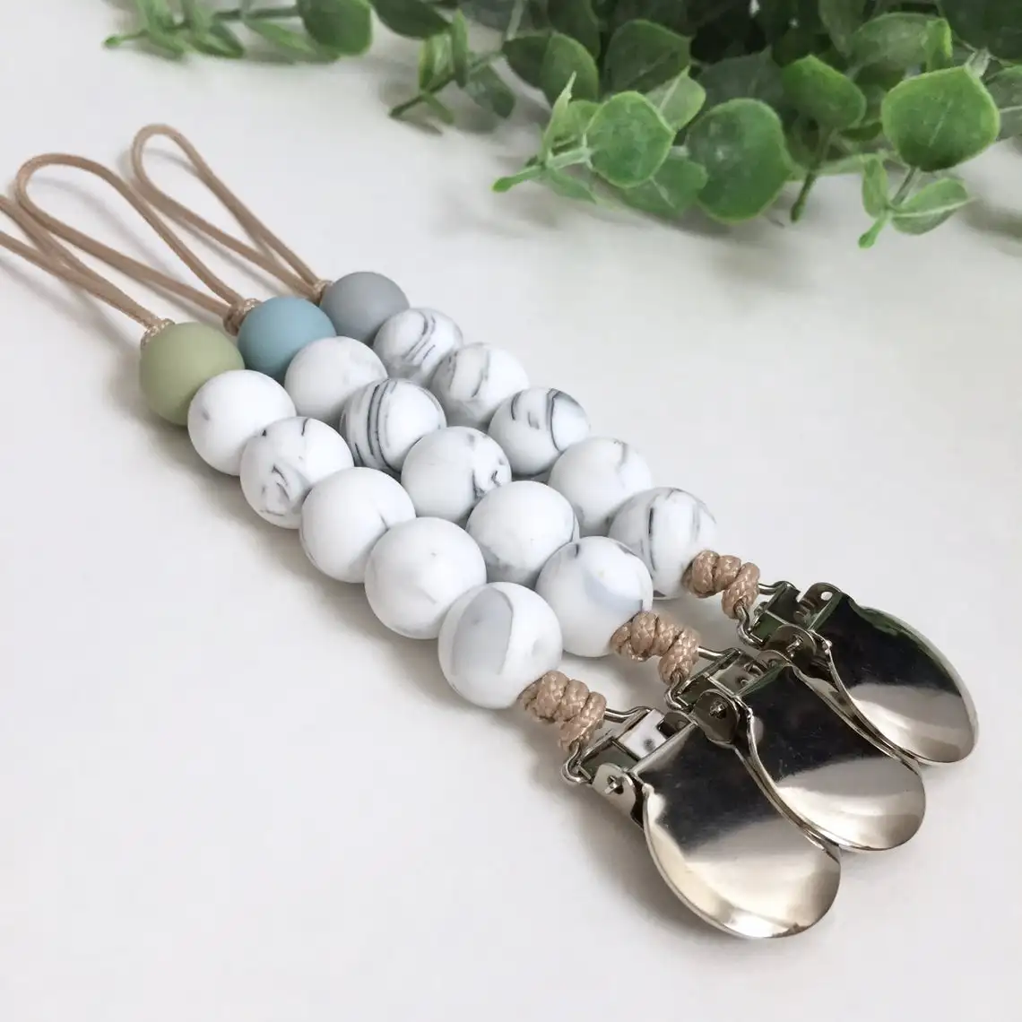 

Diy Non-toxic Silicone Beads Pacifier Clip Baby Teether Metal Dummy Chain