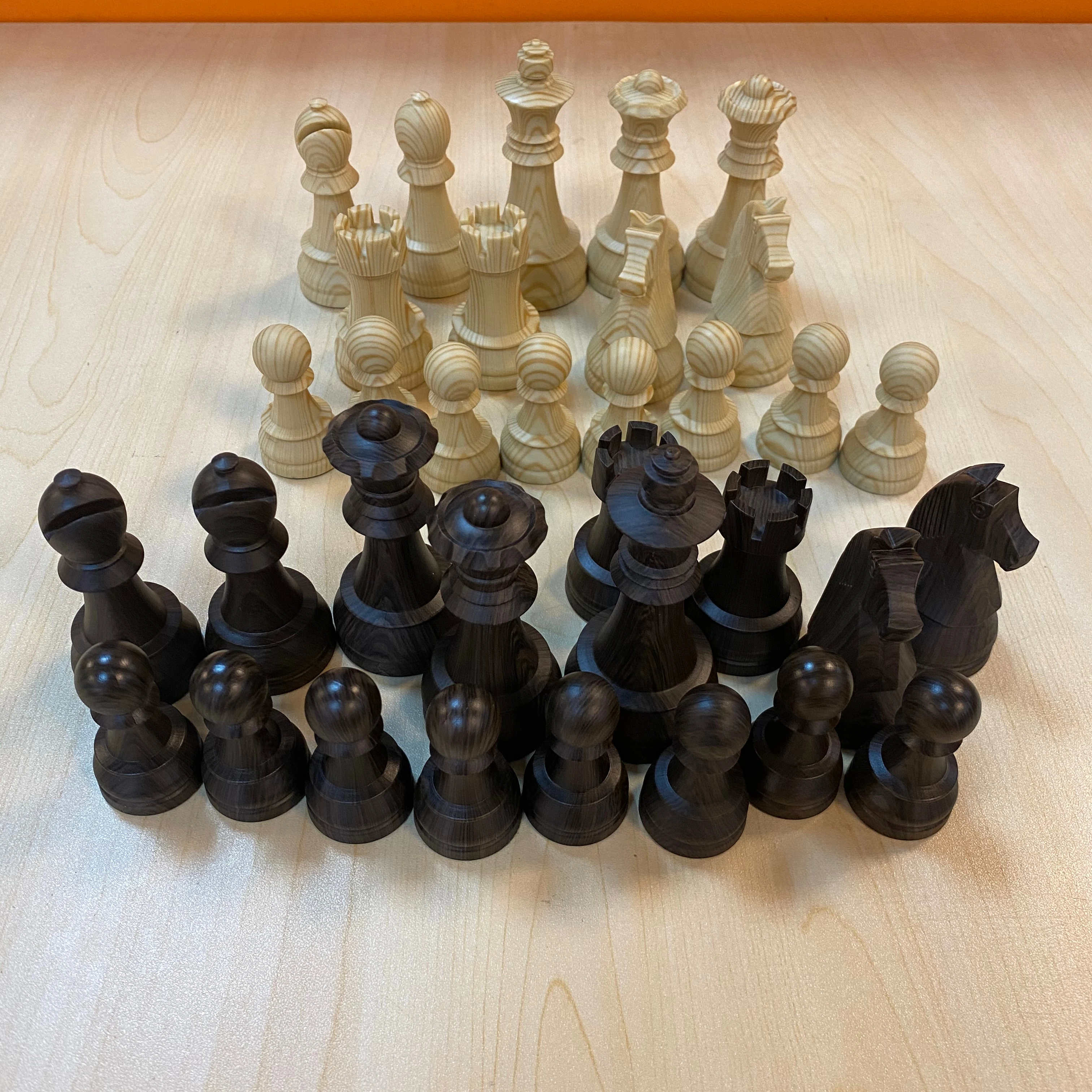 

High quality ABS chess pieces hard broke with Wood pattern Set, Black and white