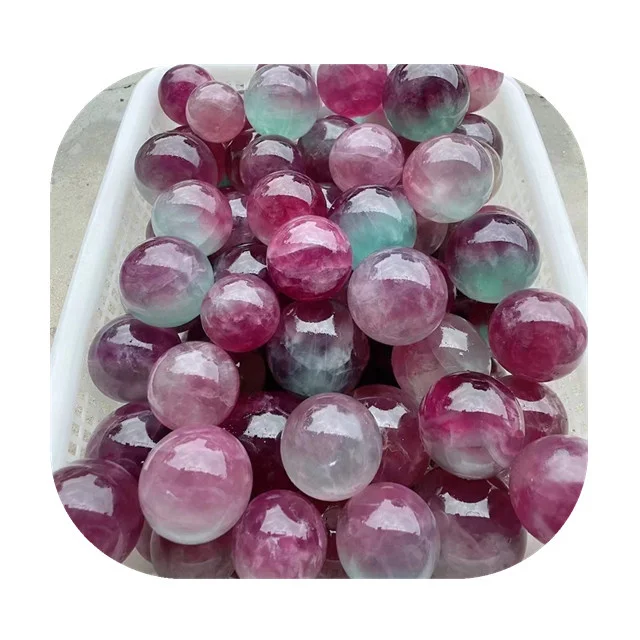 

New arrivals high quality spiritual crystals sphere healing stones natural colorful Watermelon fluorite sphere for sale