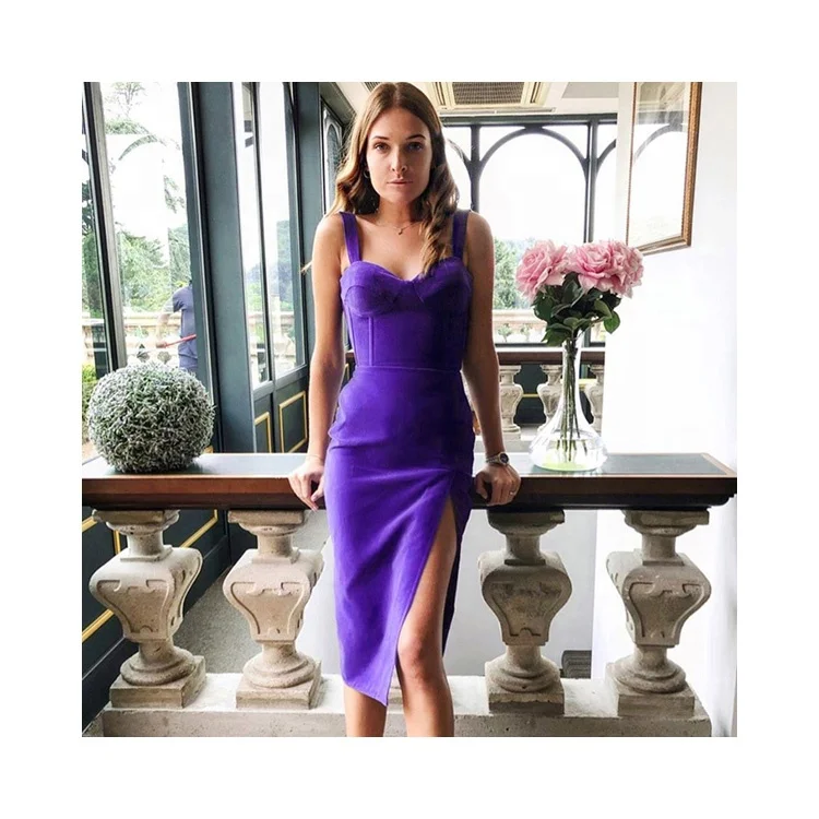 

New Arrivals Summer Women Velvet Evening Club Casual Split Dress