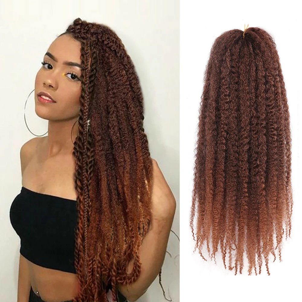 Marley Pre-Separated Afro Kinky Twist Hair Long Springy Synthetic Crochet Braids Style Kinky Straight