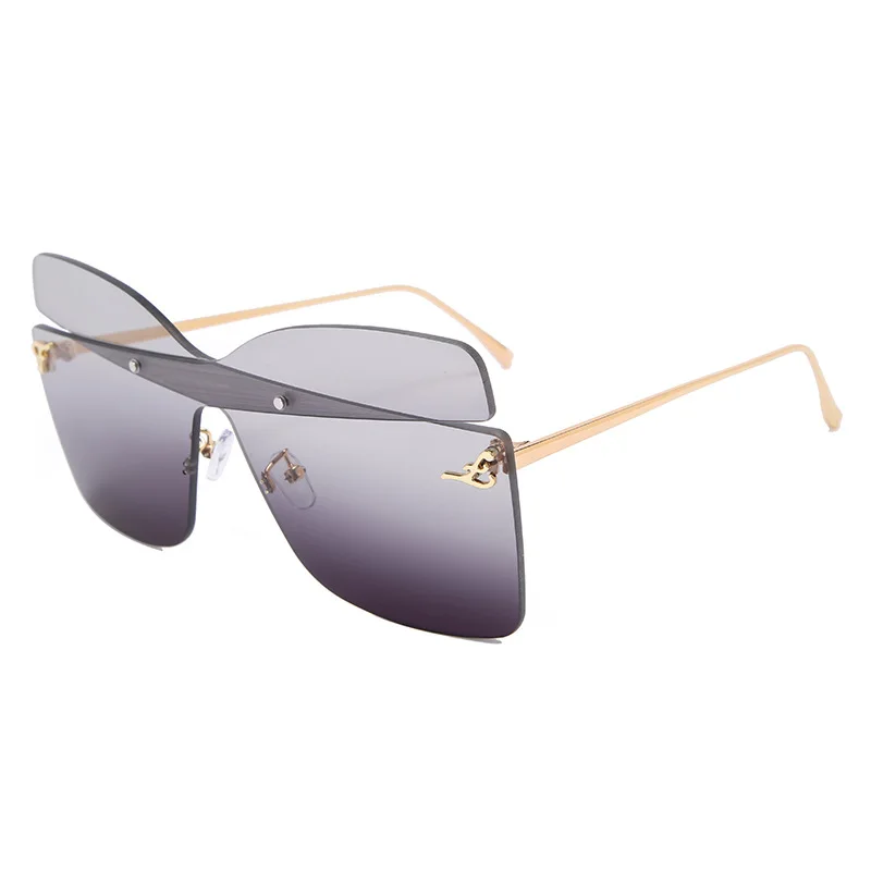 

MOCOO fashion rimless big frame sun glasses oversized special combination lens women ladies sunglasses 2020, As you see