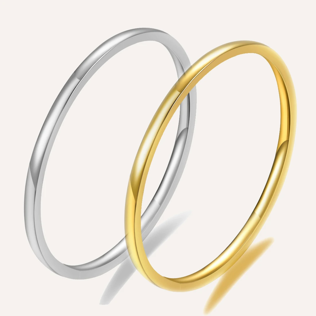 Fashion Gold Ring Designs 1mm Stainless Steel Women's Plain Band Stacking Midi Rings Comfort Fit Wedding Band Ring