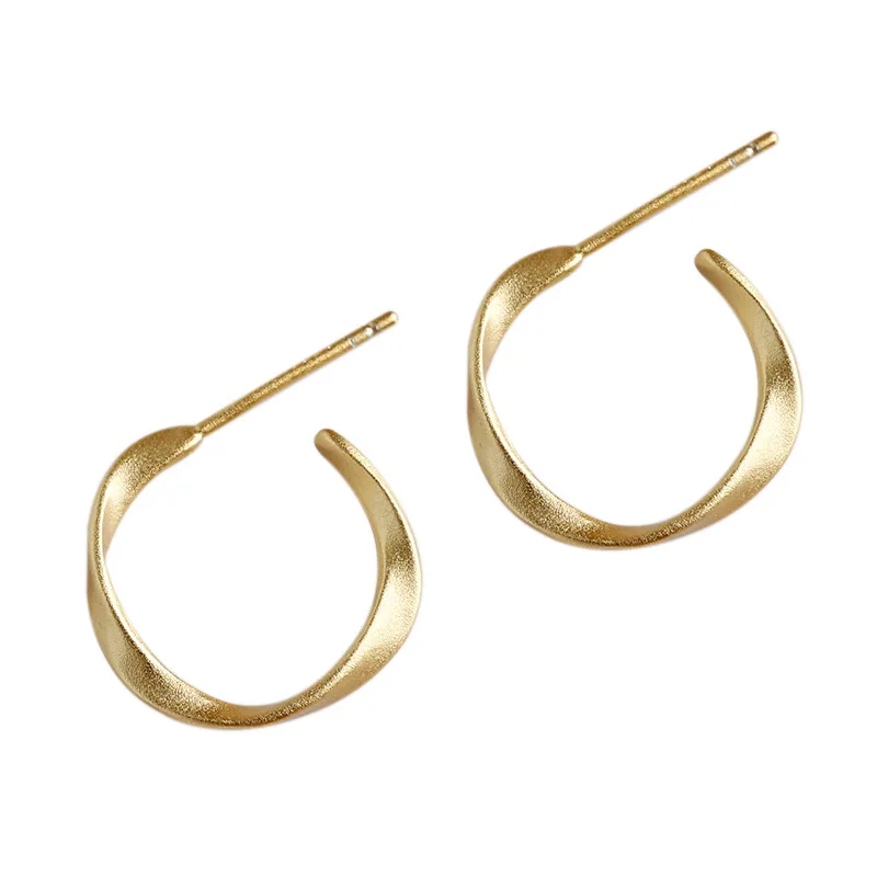 EDY053 Wholesale S925 Sterling Silver With 18K Gold Plated Fine Jewelry Fashionable Twisted Stud Earrings Hoop Earrings