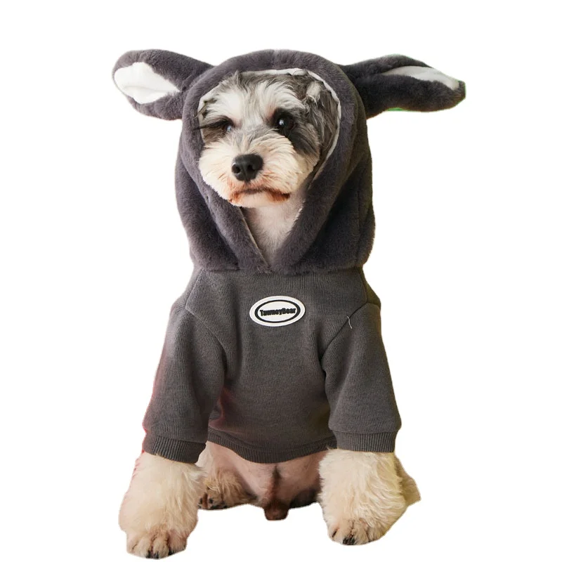 

Pet dog plus fleece sweater Teddy thick hoodie tide brand fashion clothes with ears jumper in autumn and winter