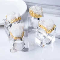 

Yase wholesale gold rim natural agate geode napkin holder ring for wedding table decoration accessories