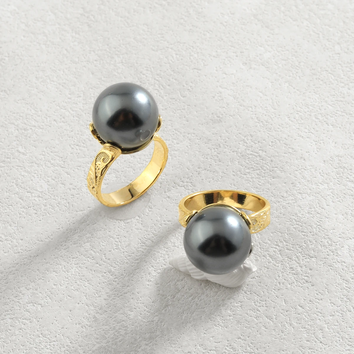 

Hot Fashion Hwaiian Customized Pear Rings Wedding Finger Ring Hawaiian Ring Pearl