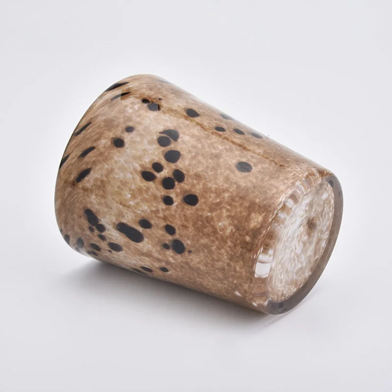 9oz Leopard Print Glass Votive Candle Holders Soy Wax Jar Home Decor