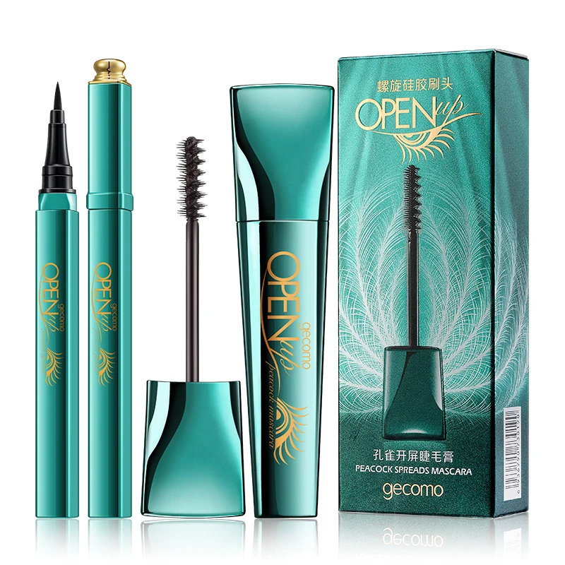 

Wholesale Green Cute Mascara Tube Long Lasting Non Smudge Mascara Eyeliner 2 In 1 Private Label