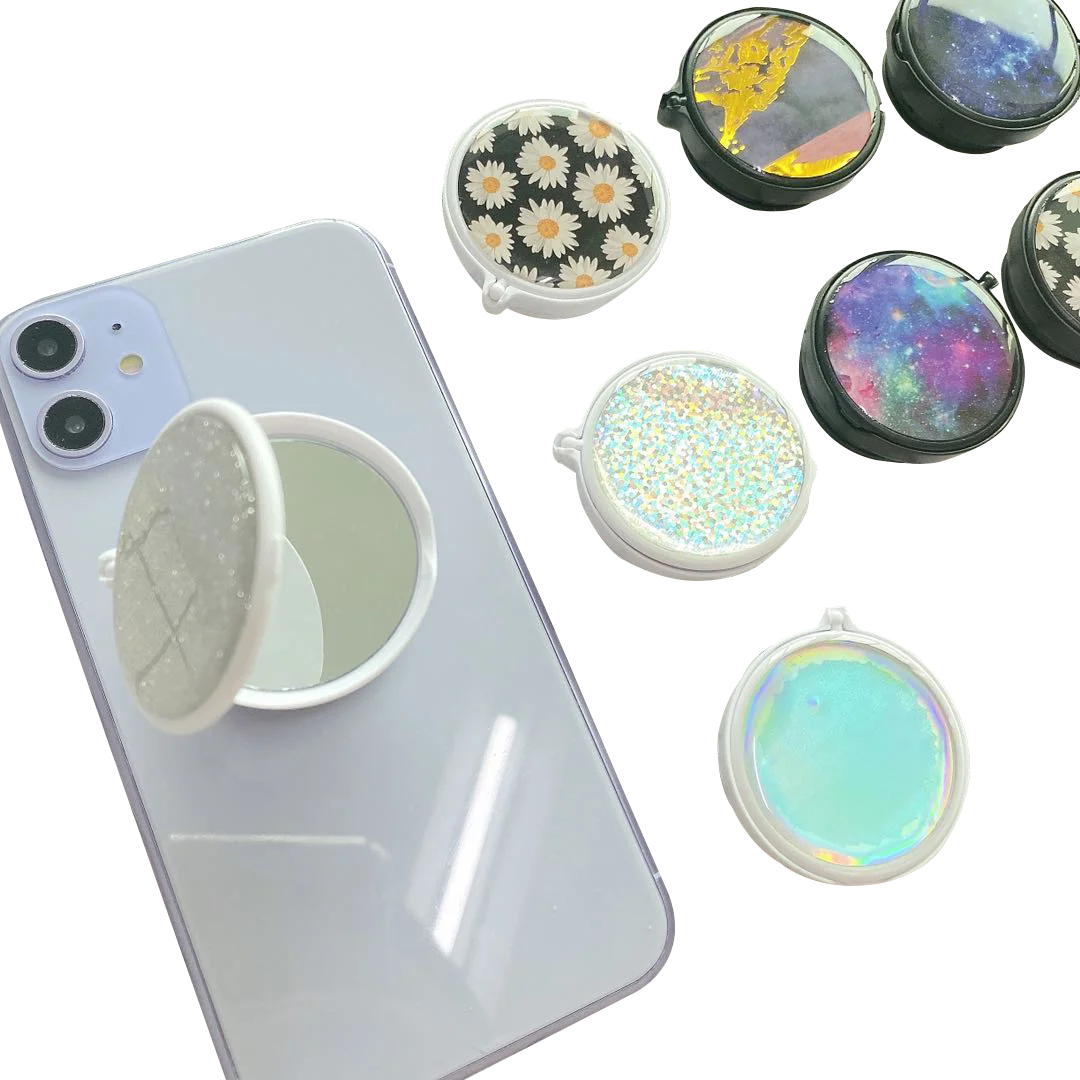 

customized high quality free custom logo ABS phone socket phone holder with mirror socket phone