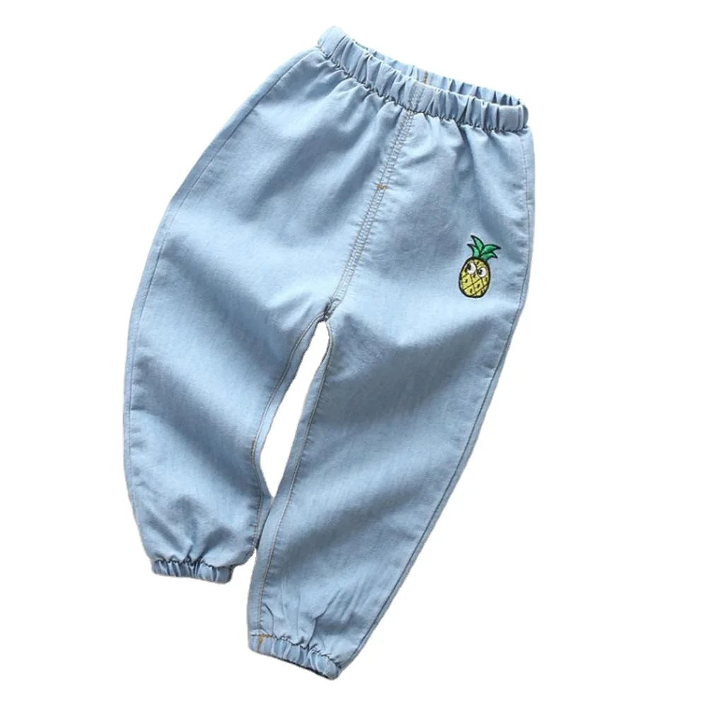 

Spring and Summer Kids Jeans for Girls Boys Casual Loose Cartoon Embroidered Thin Children Jeans