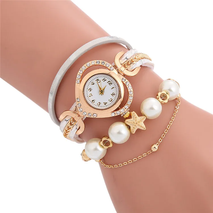 

Diamond-encrusted starfish large pillar personality winding bracelet watch LNW073