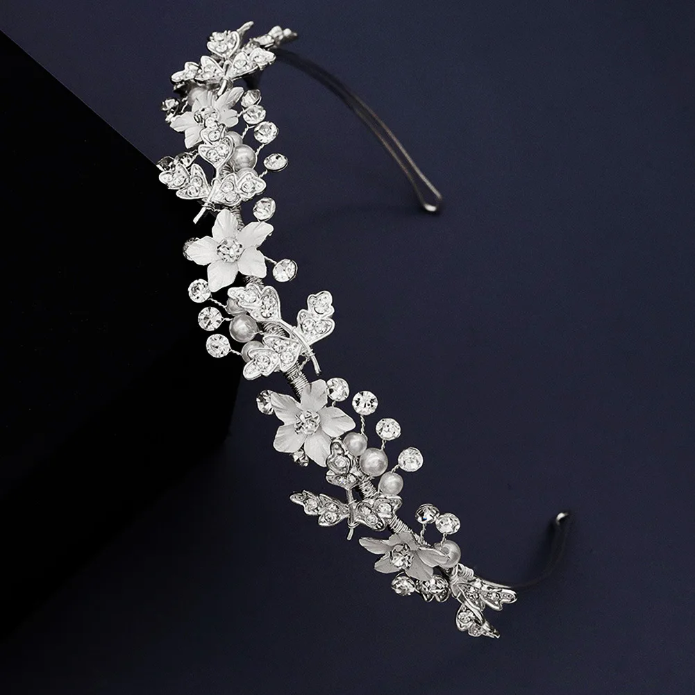 

Jachon Princess Pearl Rhinestone Handmade Headband wedding crystal rhinestone crowns for Bridal tiaras, As picture