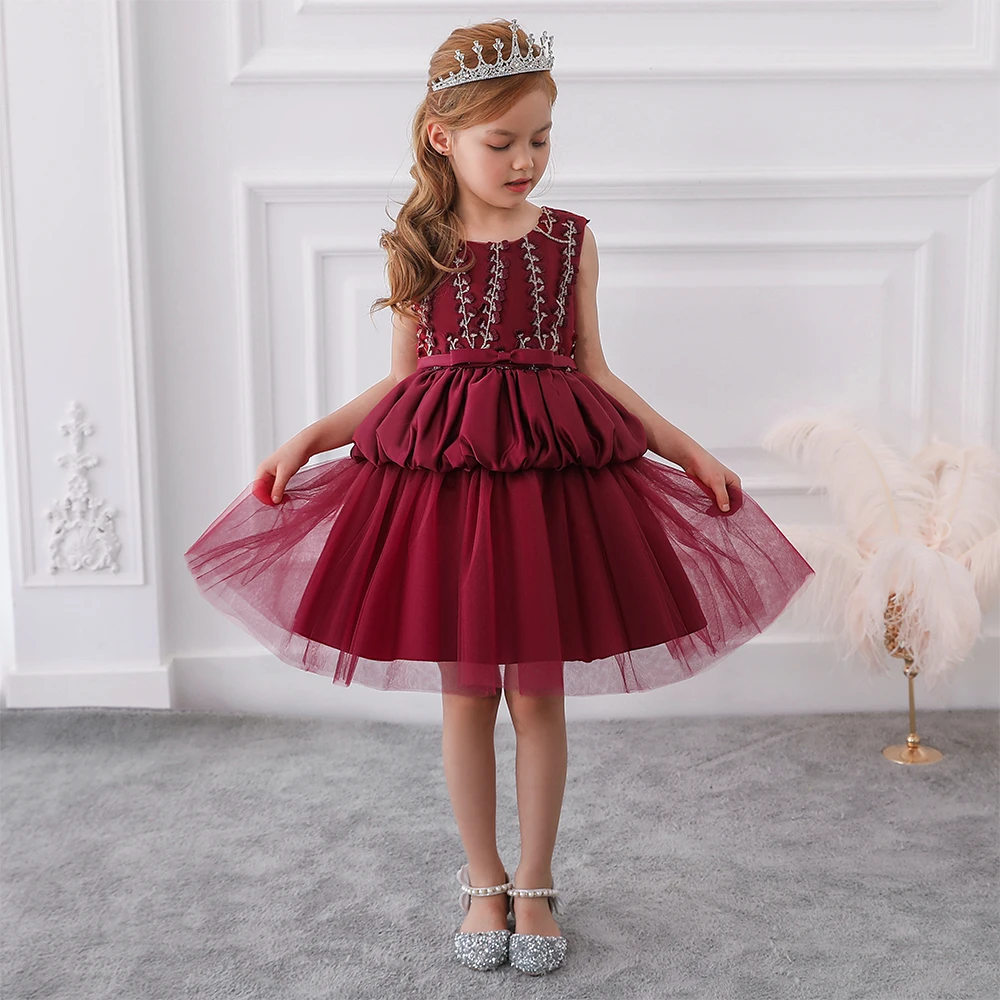 

Wholesale Children Clothes Girls Flower Dresses For Kids Clothing Summer Baby Floral Dress 2-10 years In Stock, Red,pink,blue,navy blue,green