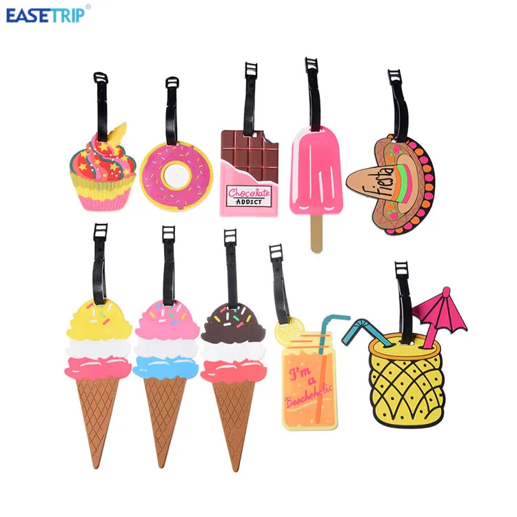 

Custom Made Ice Cream Fancy Luggage Tags Travel Boarding Colorful Silicone Luggage Tag, Multicolored and many types
