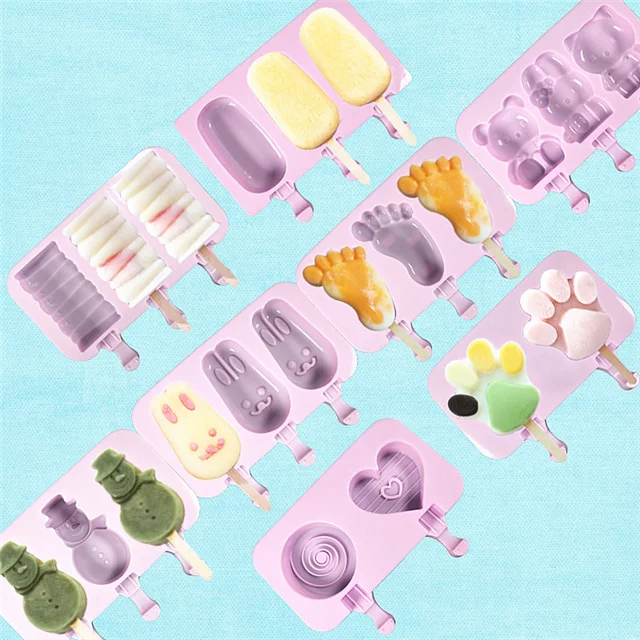 

Safe Summer Handmade Cute Animal Shape Ice Cream Silicone Mold Kitchen Accessories, As show