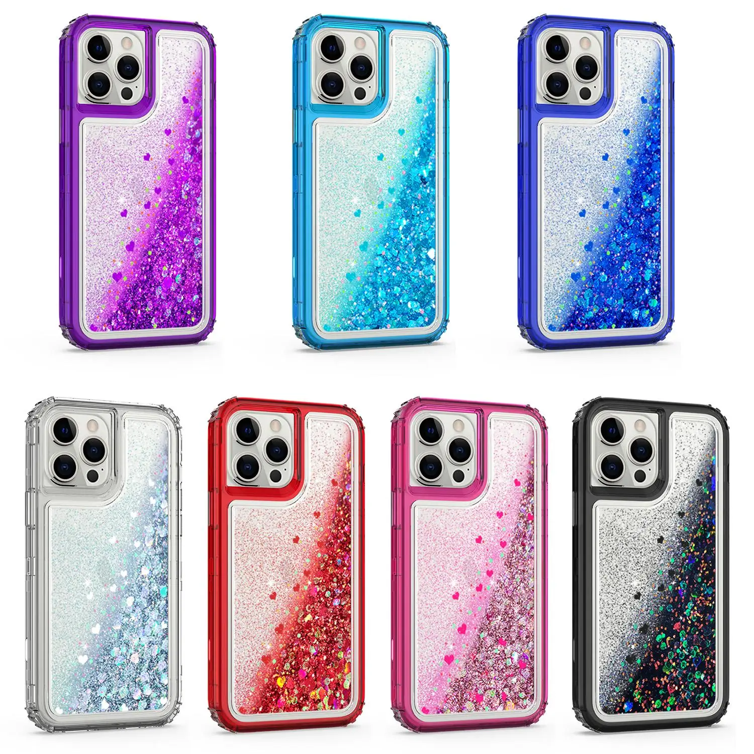 

New Dazzling Colorful 3 in 1 Anti-fall Quicksand Mobile Phone Case Is Suitable For Iphone 13 Series, Oem