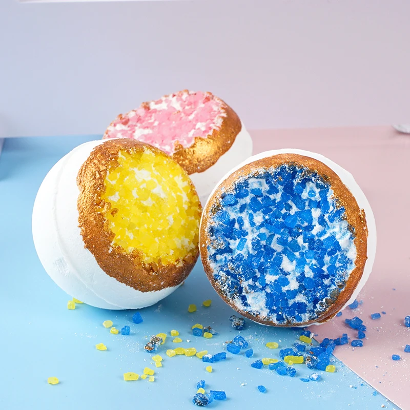 

Factory Wholesale Sea Salt Crystal Colorful Bathbombs Organic Fizzy Bath Bombs