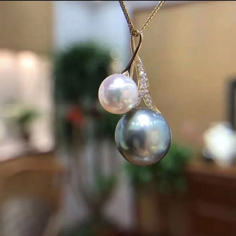 

7-9 mm DIY Pearl Accessories S925 Sterling Silver Natural tahitian Pearl Pendant Crab Shape Christmas Day Gift, Silver/golden