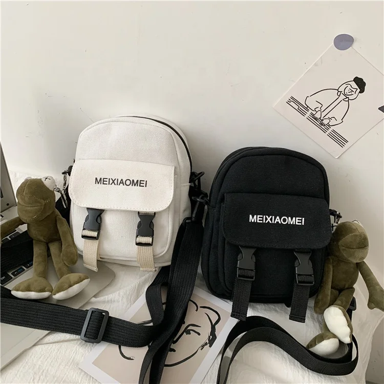 

Popular Wholesale Canvas Women Crossbody Bag Shoulder Small kids Messenger Bag Men Shoulder Bag For Women, Black, white