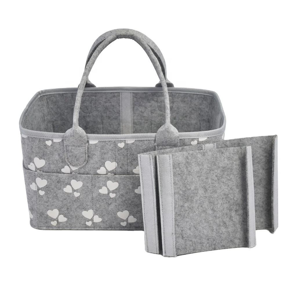 

Easy& Convenient carrying hanging factory lowest price space saving felt diaper caddy for mommy, Grey
