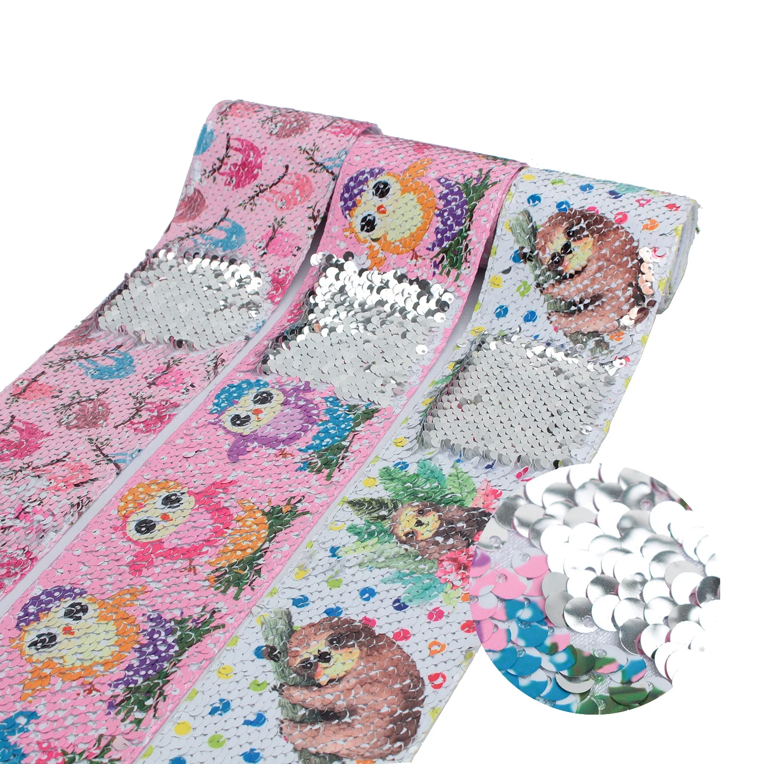

Cartoon Girl Printed Wholesale 3 Rainbow Sequin Ribbon Bow For DIY Crafts, Custom