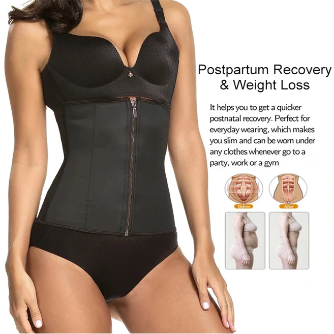 

ODM/OEM Entrenador de cintura para mujer body shaping with Zipper waist corset Steel Boned Slim Belt Plus Size shaper