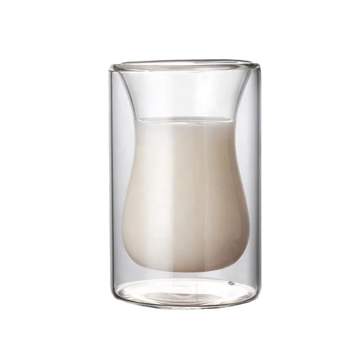 

Hot sales clear High quality 8OZ double wall glass cup tea and coffee mugs