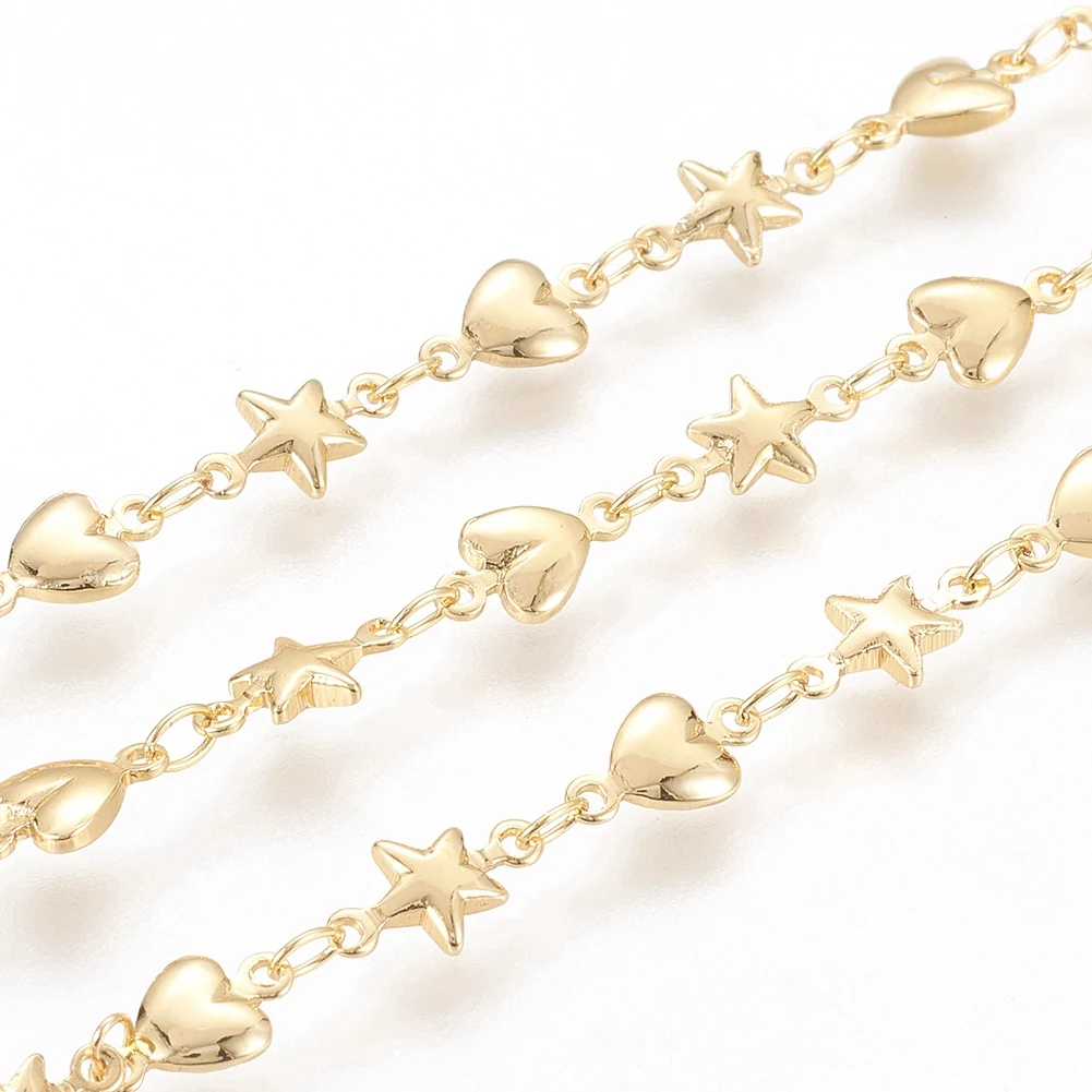 

PandaHall Real 18K Gold Plated White Brass Star and Heart Chains