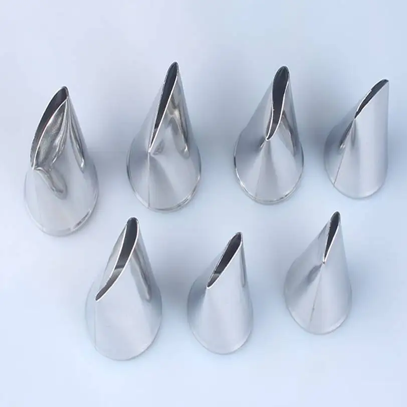 

medium 7pcs set rose tulip petal nozzle 304 stainless steel rose nozzles kitchen cake tools, As picture