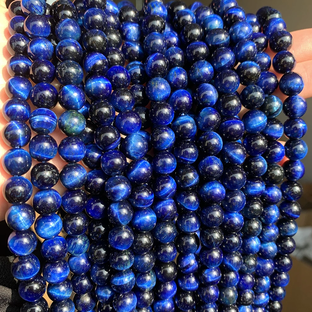 

Wholesale Round Smooth 4/6/8/10/12MM Natural Blue Tiger Eye Stone Beads for Jewelry Making