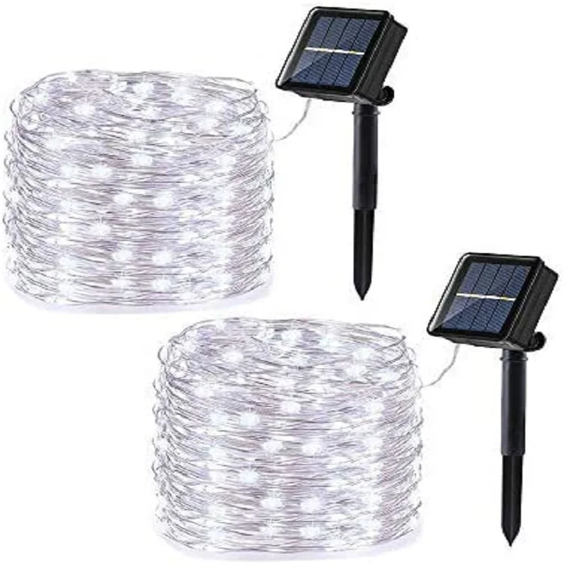 Solar Powered String Fairy Lights 2 Pack 20M 120 LED 8 Modes Waterproof IP65 Twinkle Lighting Indoor Outdoor Fairy Firefly Light