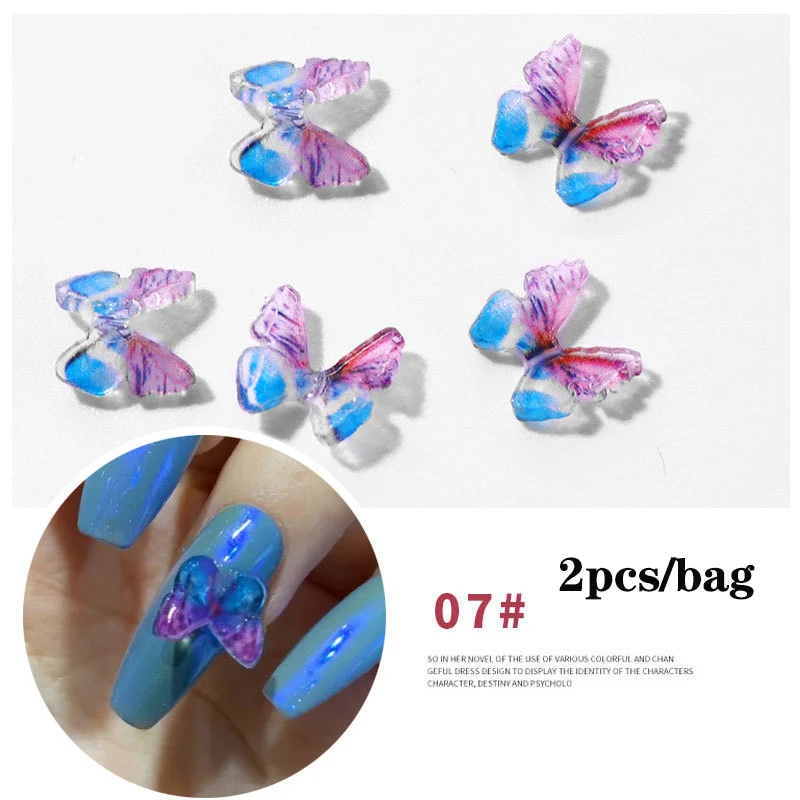 

2020 Summer Nail Design 3D DIY Resin Butterfly Plastic Charms Nail art decorations PVC Bow Pink Cute Manicure Tips Wholesale, 15 colors