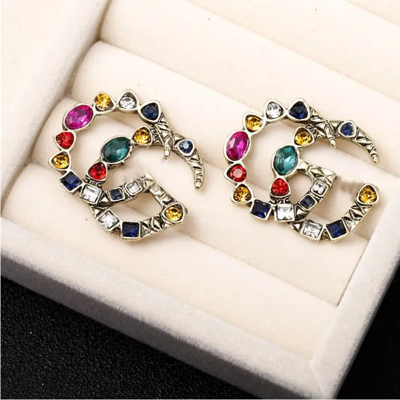Korean New Design Retro Palace Style Earrings Colorful Letter Earrings Yiwu Wholesale