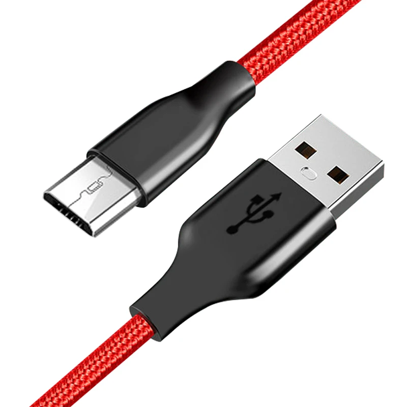 

universal usb cabel bulk nylon braided data line fast charge mobile phone cables for android devices phone, Red/black/grey