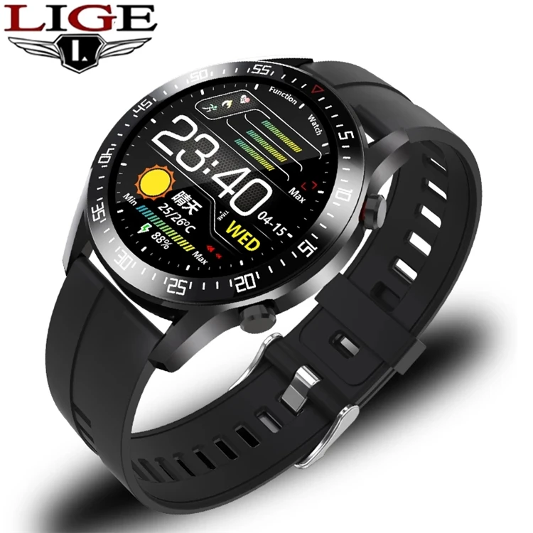

LIGE Full Touch Screen Smart Watch Men smartwatch For Android iOS Heart Rate Blood Pressure Monitor Waterproof Fitness Watches
