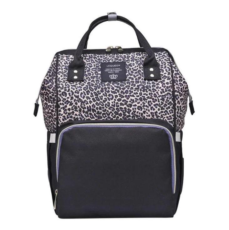 

Fashion Multi-function Large Capacity Leopard Print Maternity Nappy Bag Elegant Diaper Backpack Baby Nappy Pack Mom Backpack, As the picture shown