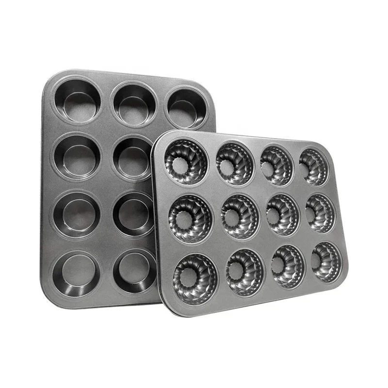 

Non-stick Muffin Cupcake Pan Baking Jumbo Donut Cake Molds Tins Tray Bakeware Set, Grey or optional