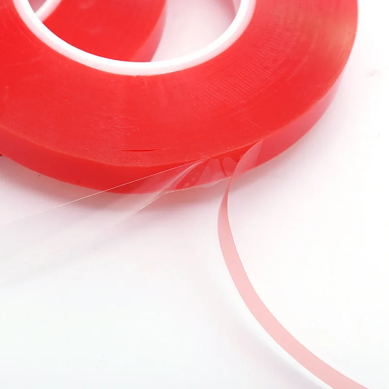 

Accept Custom Super Clear Red Liner Strong Solvent Adhesive Double Sided PET Adhesive Tape For Automotive