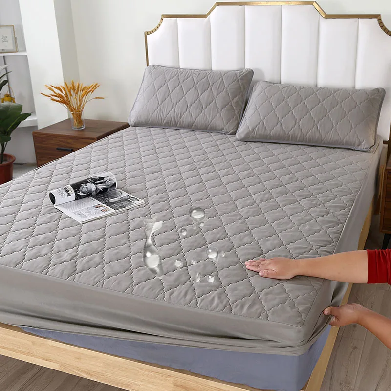 Queen Colcha Cobertura De Cama Black Color Bed Cover Waterproof 360 Degree Full Surround Bed Mattress Protector Mattress Cover