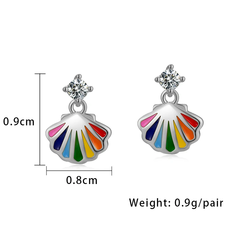 

Wholesale fine jewelry earstud 925 sterling silver colorful shell shaped earring women jewelry