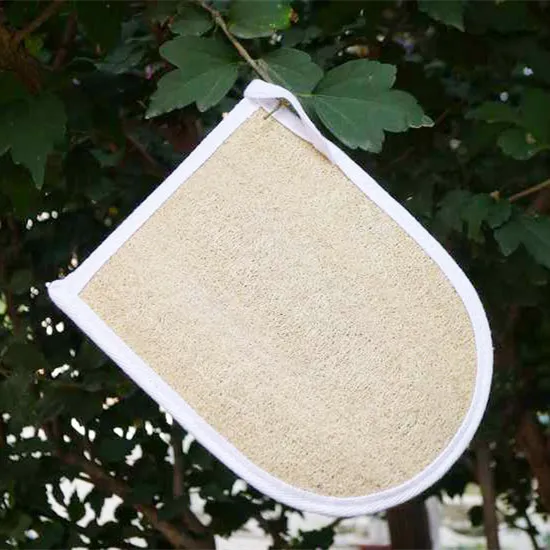 

New Material Custom Logo Natural Bamboo Loofah Bath Exfoliating Mitt, Beige