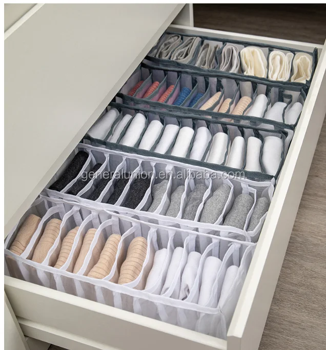 

Nylon competitive price underwear bag bra storage case box bra drawer bra closet compartment bar organizer, White, grey