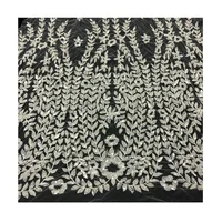 

3D Flower Embroidered Sequins Beaded French Lace Fabric for Wedding Dress