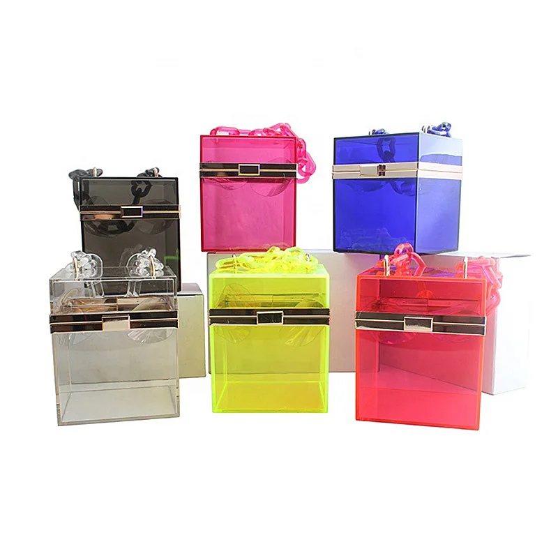 

Amazon Hot Women Transparent Box Shoulder Purse Handbag Acrylic Clutch Bag, Picture