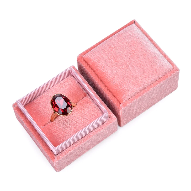 

Pink Jewelry box wholesale bulk ring boxes packaging velvet ring box with logo custom, Cymk or pantone