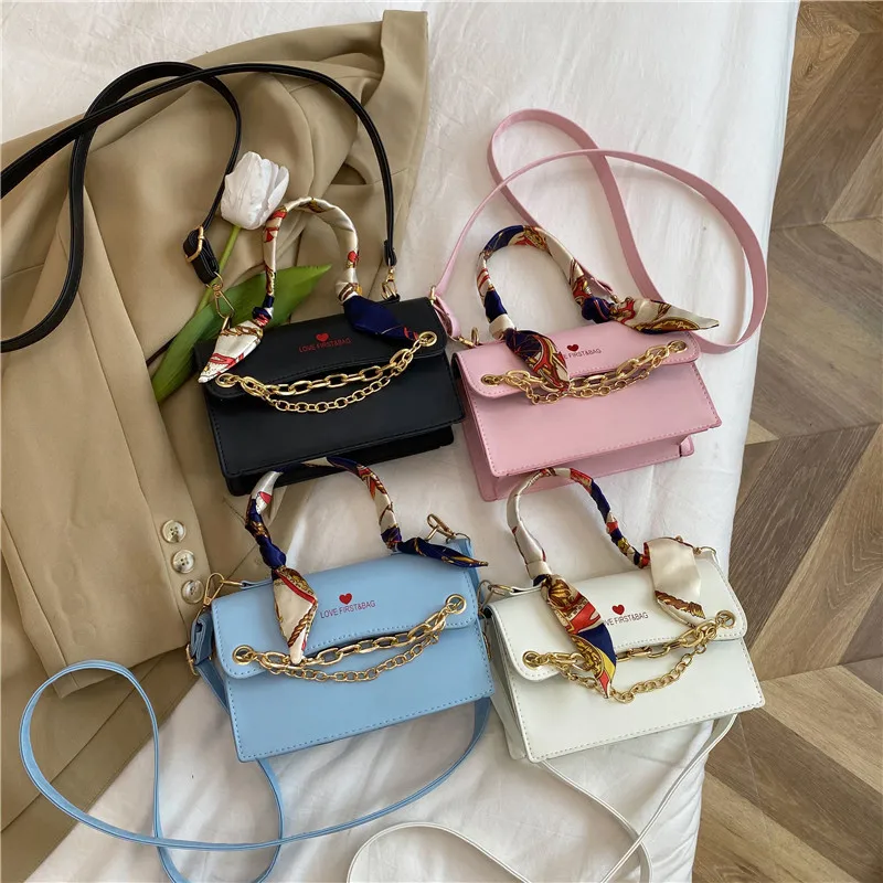 

Summer Printed brand handbags Chain Scarf fashion purse Patchwork Shoulder Bag luxury handbags for women