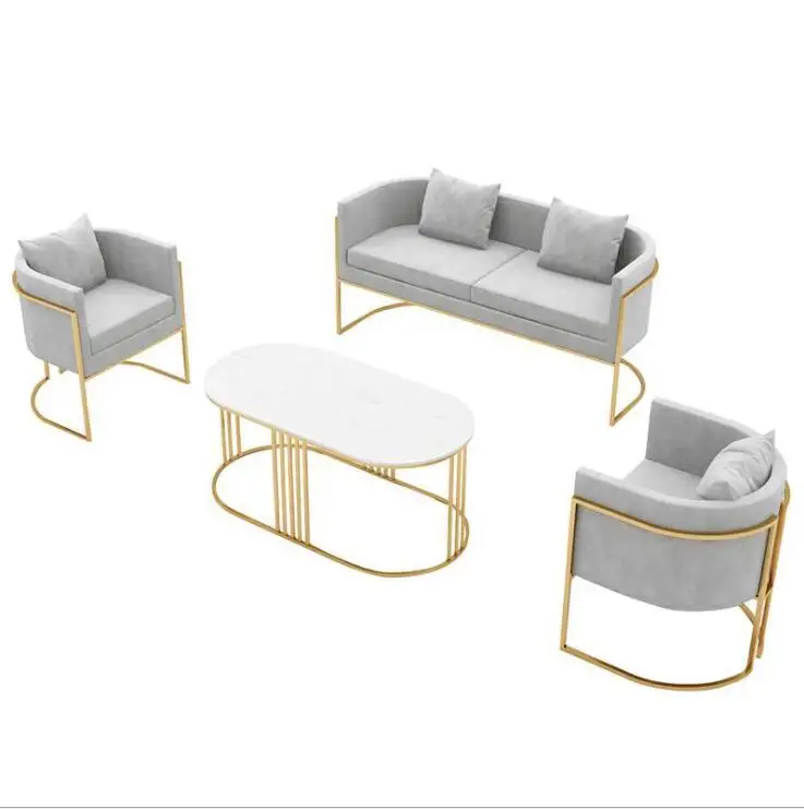 
Nordic living room fabric sofa fashion shop hospitality iron sofa, coffee shop casual sofa 