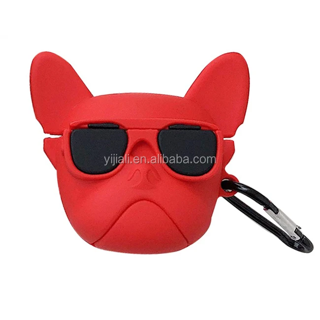 Ruijue Cute Anti-fall Sunglasses Bulldog Silicon Earphone Case for Apple AirPods 1&2