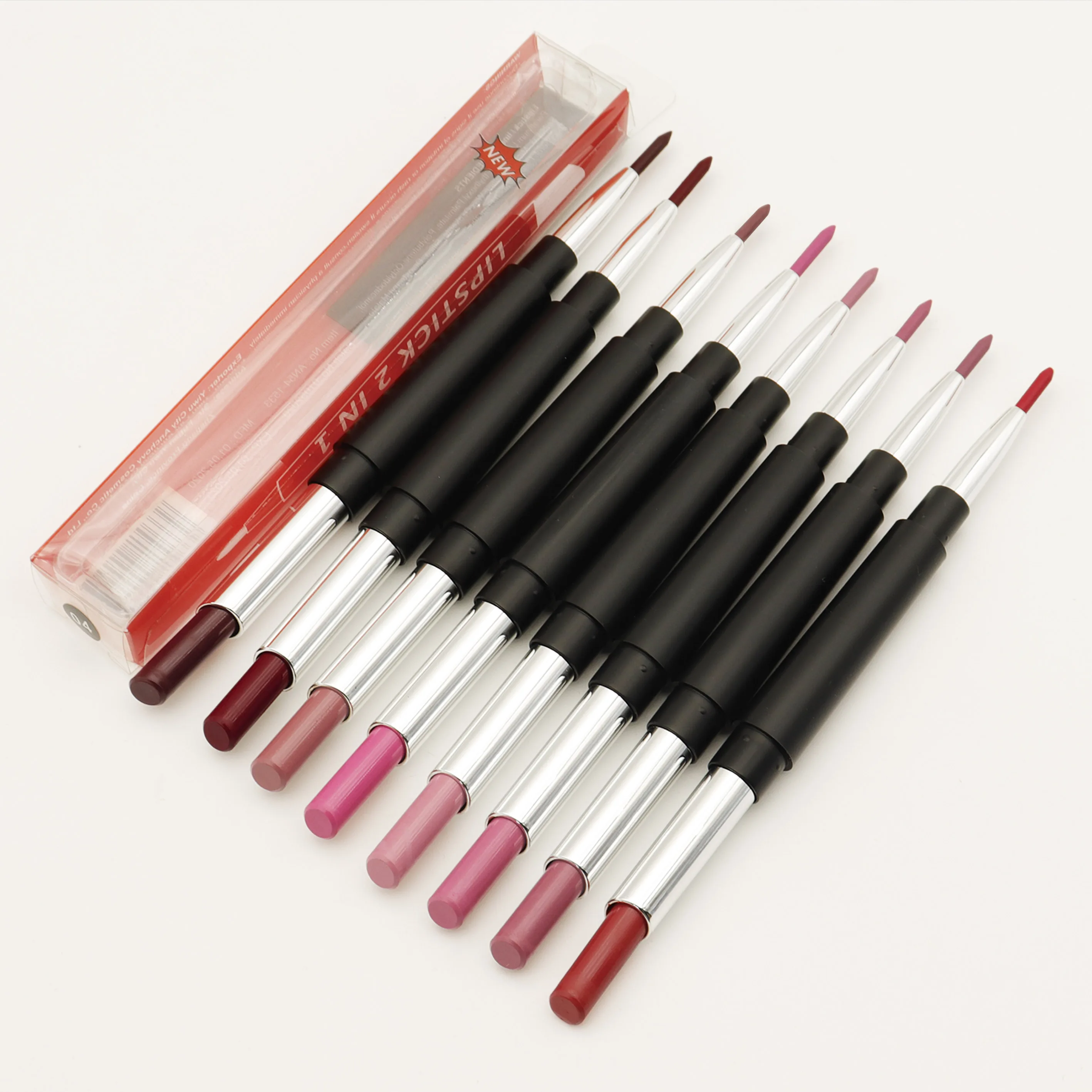 

No Logo Dual Head Lipstick Lipliner Automatic Rotating Lipstick Pen 2 in 1 Moisturizing Waterproof Makeup Matte Lipstick